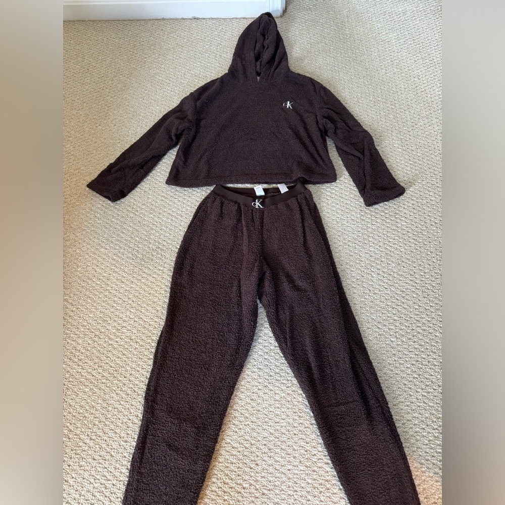 Calvin Klein Brown Hooded Lounge Set